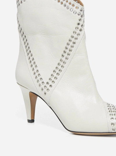 Shop Isabel Marant Demka Leather Boots In White