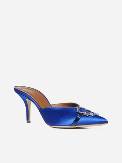 Shop Malone Souliers Missy 70 Satin Mules In Electric Blue