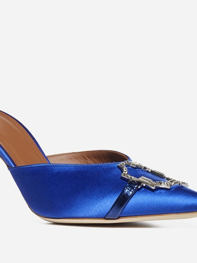 Shop Malone Souliers Missy 70 Satin Mules In Electric Blue