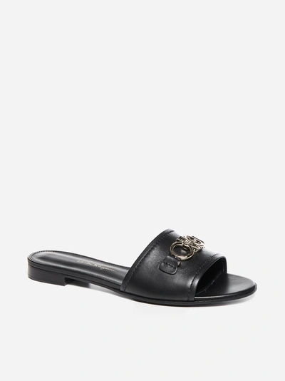 Shop Ferragamo Rhodes Leather Slides