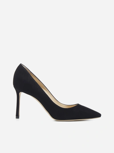 Shop Jimmy Choo Romy 85 Suede Pumps In Black