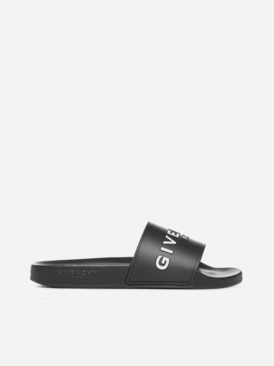 Shop Givenchy Logo Rubber Slides