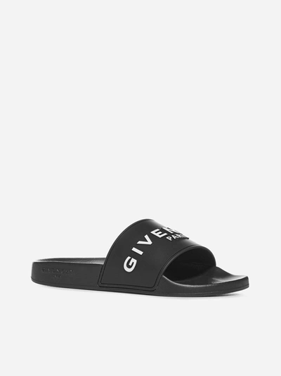 Shop Givenchy Logo Rubber Slides