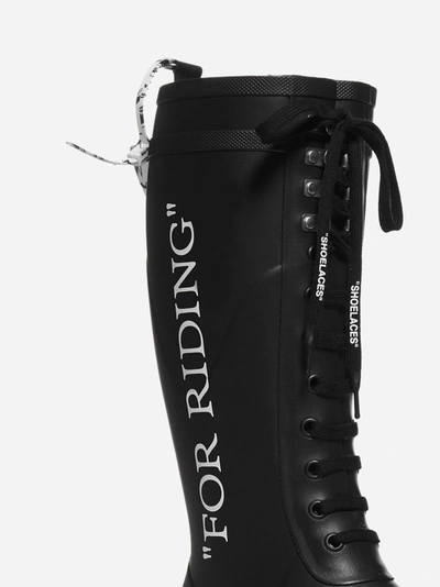 Shop Off-white For Riding Wellington Rubber Boots In Black - White