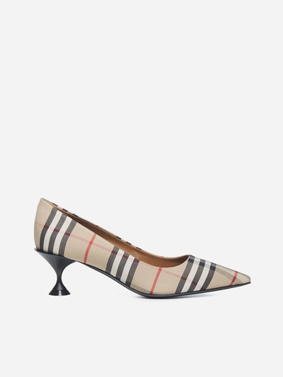 Shop Burberry Vintage Check Print Cotton Pumps