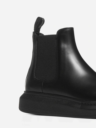 Shop Alexander Mcqueen Hybrid Chelsea Leather Boots In Black