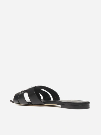 Shop Saint Laurent Tribute Leather Flat Sandals