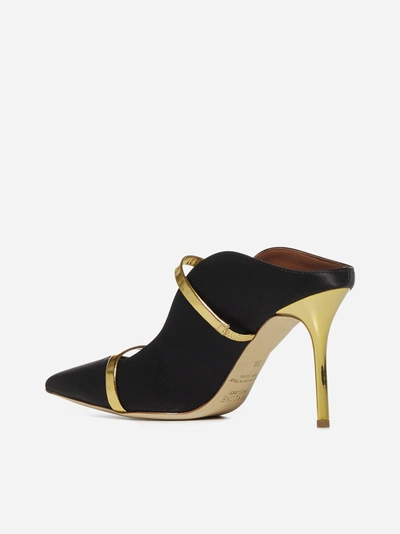 Shop Malone Souliers Maureen 85 Satin And Nappa Leather Mules
