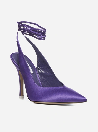 Shop Attico Venus 105 Satin Slingback Pumps