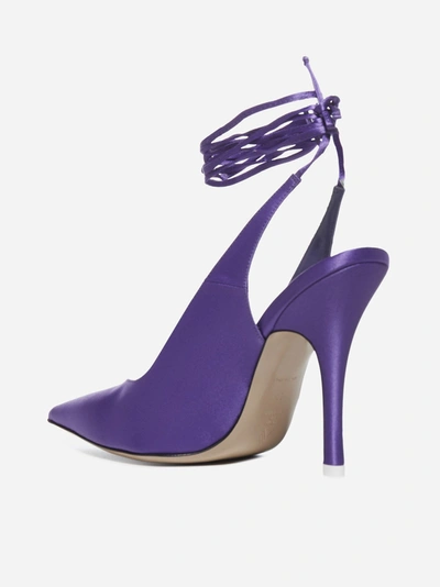 Shop Attico Venus 105 Satin Slingback Pumps