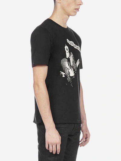 Shop Saint Laurent Logo And Print Cotton T-shirt