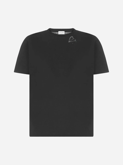 Shop Saint Laurent Logo Cotton T-shirt