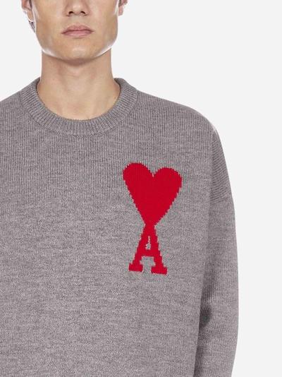 Shop Ami Alexandre Mattiussi Pull In Lana Con Logo Ami De Coeur