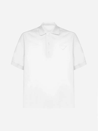 Shop Prada Logo Cotton Polo-shirt