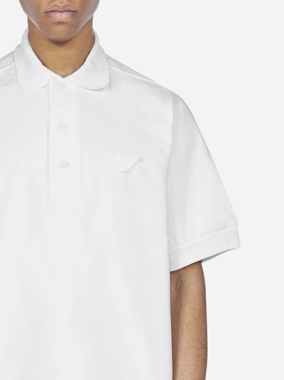 Shop Prada Logo Cotton Polo-shirt