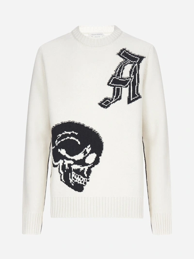Shop Alexander Mcqueen Skull-intarsia Lambswool Sweater