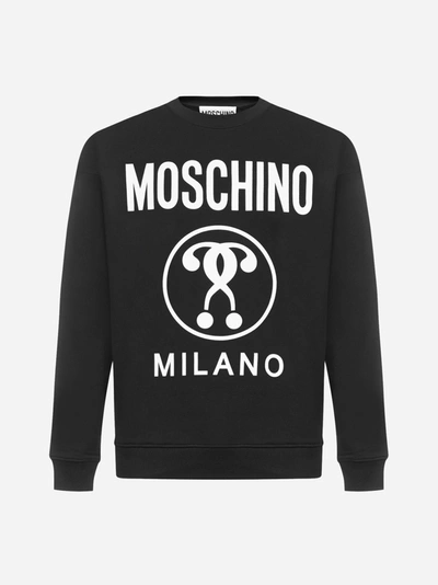 Shop Moschino Double Question Logo Cotton Sweatshirt