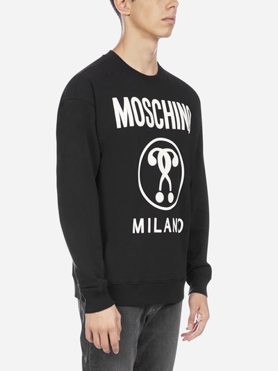 Shop Moschino Double Question Logo Cotton Sweatshirt