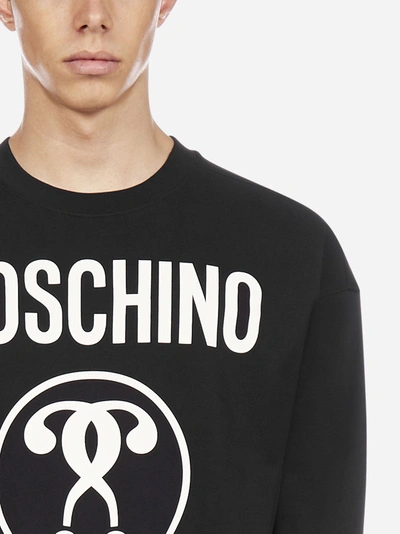 Shop Moschino Double Question Logo Cotton Sweatshirt