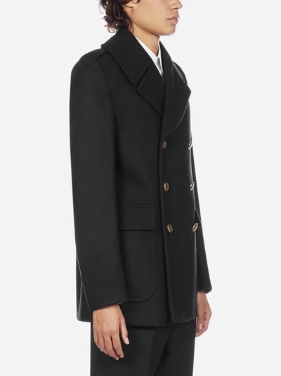Shop Givenchy Virgin Wool Double-breasted Pea Coat In Black