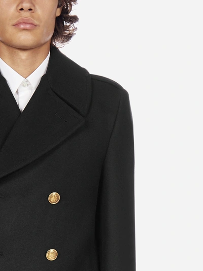 Shop Givenchy Virgin Wool Double-breasted Pea Coat In Black