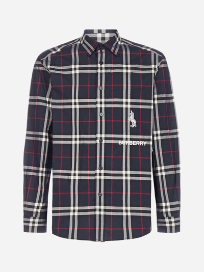 Shop Burberry Coleford Logo Tartan Motif Cotton Shirt