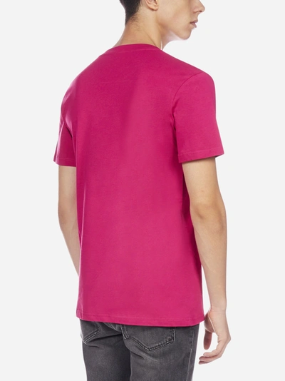 Shop Moschino Logo Cotton T-shirt In Fuchsia
