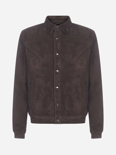 Shop Ajmone Suede Bomber Jacket