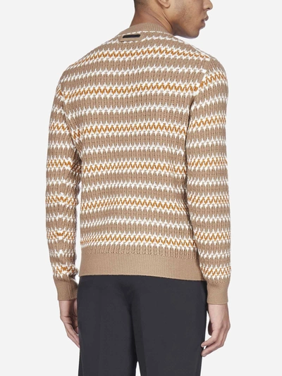Shop Prada Wool And Cashmere Jacquard Sweater