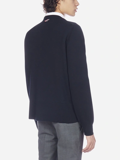 Shop Thom Browne Tricolor-motif Merino Wool Sweater