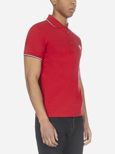 Shop Moncler Logo-patch Cotton Polo Shirt