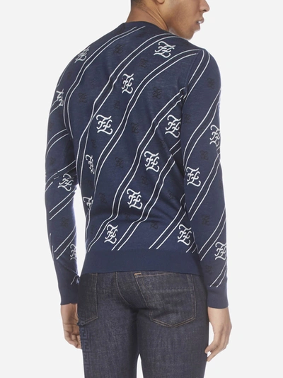 Shop Fendi Karligraphy Logo Striped Wool Sweater