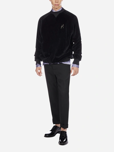 Shop Haider Ackermann Perfect Stranger Logo Velvet Sweatshirt In Black
