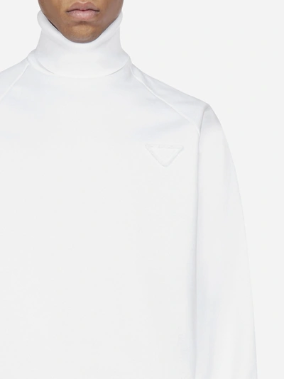 Shop Prada Logo-patch Turtle-neck Cotton Sweatshirt