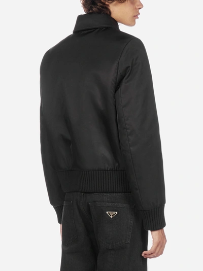 Shop Prada Logo Nylon Bomber Jacket In Black