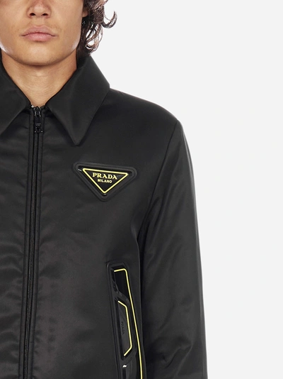 Shop Prada Logo Nylon Bomber Jacket In Black