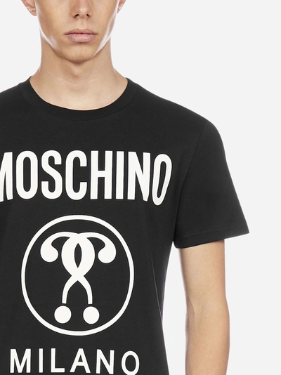 Shop Moschino Double Question Logo Cotton T-shirt