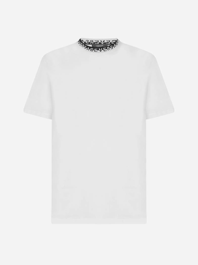 Shop Versace Logo-collar Cotton T-shirt