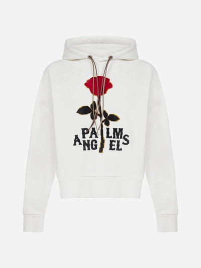Shop Palm Angels Rose Logo Cotton Hoodie