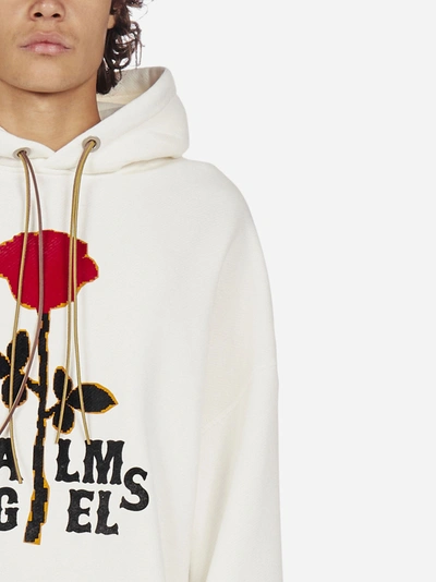 Shop Palm Angels Rose Logo Cotton Hoodie