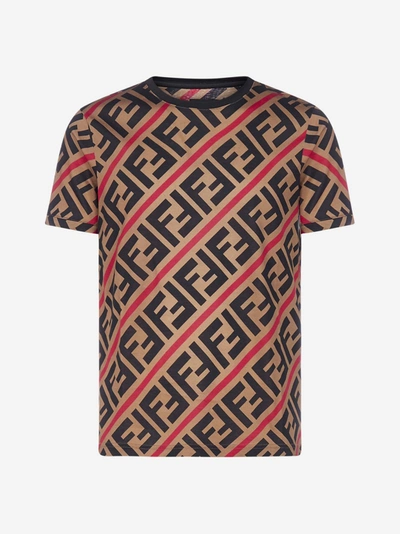 Shop Fendi T-shirt In Cotone Con Stampa Ff