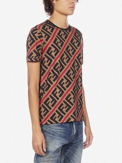 Shop Fendi T-shirt In Cotone Con Stampa Ff