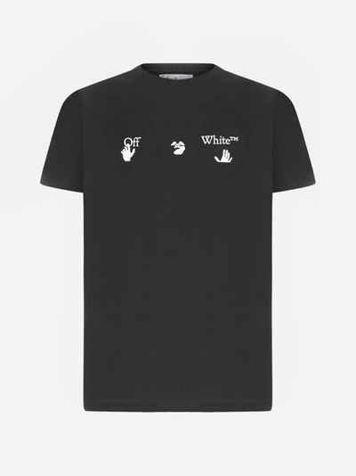 Shop Off-white T-shirt Big Ow Logo In Cotone In Black - White