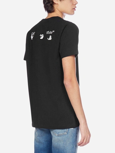 Shop Off-white T-shirt Big Ow Logo In Cotone In Black - White