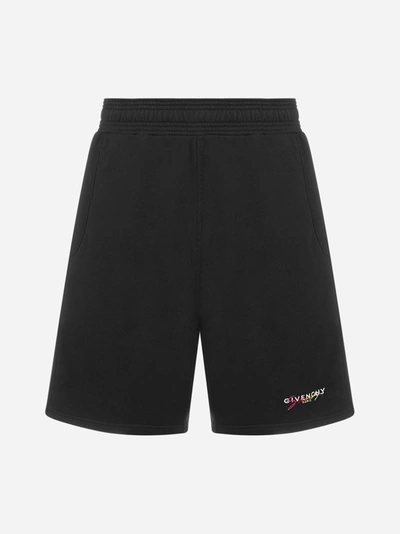 Shop Givenchy Logo Cotton Bermuda Shorts