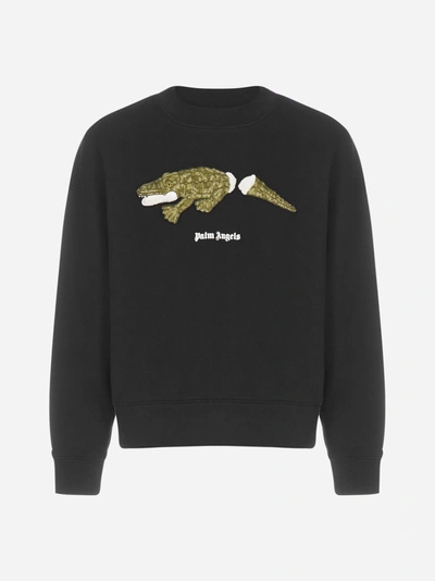 Shop Palm Angels Crocodile Cotton Sweatshirt