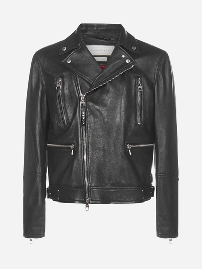 Shop Alexander Mcqueen Leather Biker-style Jacket