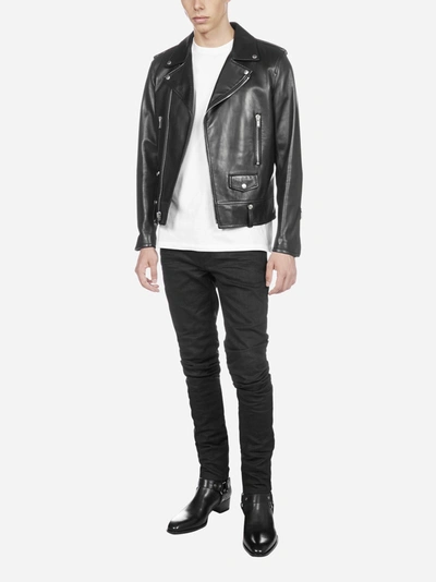 Shop Saint Laurent Leather Biker Style Jacket