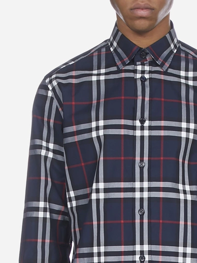 Shop Burberry Check Print Cotton Shirt