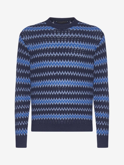 Shop Prada Wool And Cashmere Jacquard Sweater